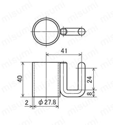 イレクター部品 かぎ金具 EF-1014B 外形図