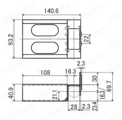 クリフォームプラコンワイド 受け金具 EF-2065D 外形図