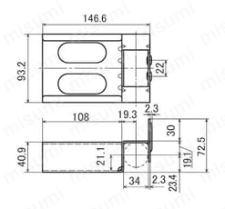 クリフォームプラコンワイド 受け金具 EF-2066D 外形図