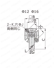 ロータリクランプシリンダ QCKシリーズ 外形図4