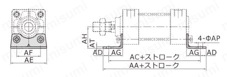 標準シリンダ JSIシリーズ 取付金具 外形図1