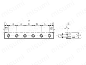 SRFD2.5-1000 | SRFD・SRFK 取付穴加工ラック | 小原歯車工業 | MISUMI