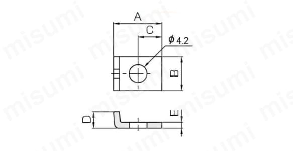 DR専用 取付用L型金具 T7の寸法図