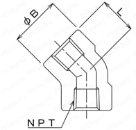NPT継手 45°E/エルボ 外形図1