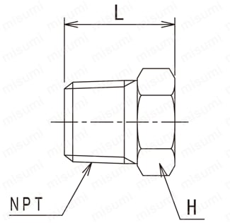 NPT継手 6P/六角プラグ 外形図01