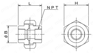 NPT継手 CU/コニカルユニオン 外形図1