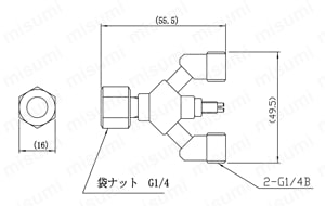 塗料循環ジョイント TJUシリーズ　外形図