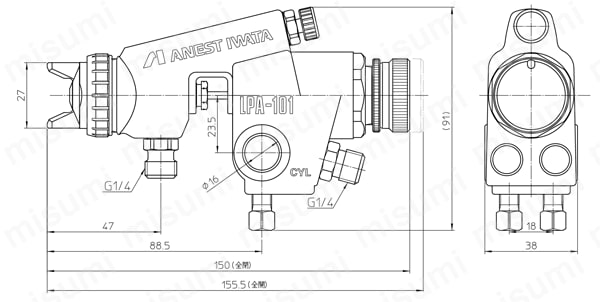 アネスト岩田/ANEST IWATA 低圧自動ガン 小形自動ガン LPA-101-101P