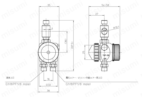 液体塗布用自動スプレーガン 簡易丸吹タイプ TOF-5RB | アネスト岩田