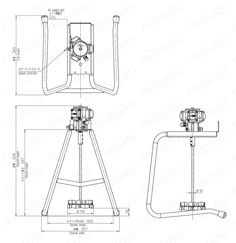 塗料撹拌機 AMMシリーズ AMM-611　外形図