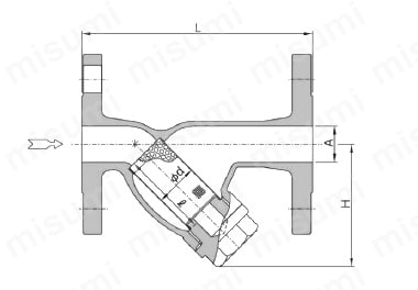 ステンレス製Y形ストレーナ YKL13F/YKL14F 外形図01