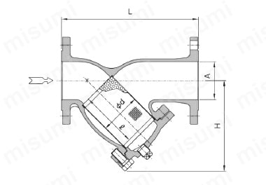 ステンレス製Y形ストレーナ YKL13F/YKL14F 外形図02