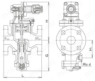 RP-6BD型 トラップ内蔵減圧弁（蒸気用） 弁天 外形図