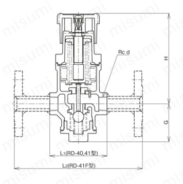 RD-41F型 減圧弁（蒸気用） ミニ弁天 外形図