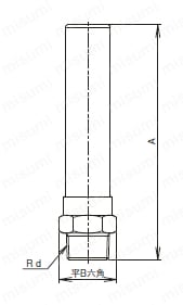 WHA-1N型 水撃防止器（水・温水用） ショックレス 外形図