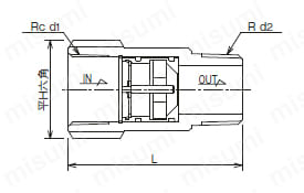 FD-6N型 定流量弁（戸別給水・給湯用） 弁慶 外形図
