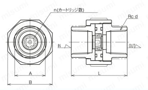 FD-9N型 定流量弁（過流量制限・給水用） 外形図