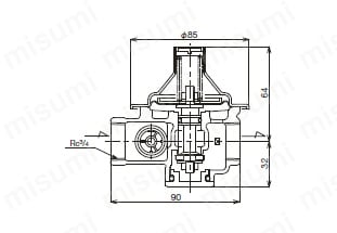RD-25SN，50SN型シリーズ 水道用減圧弁 RD-25SN型外形図