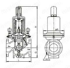 RD-14型シリーズ 減圧弁（水・温水・空気・油用） 呼び径100~150外形図