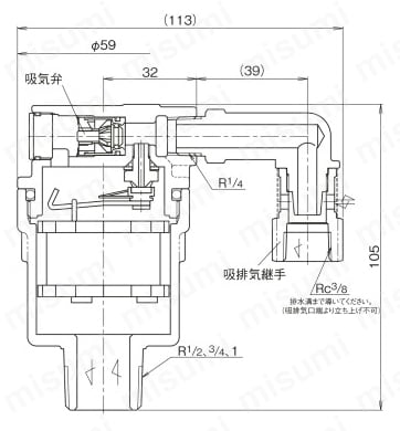 AFV-1N型 吸気機構付空気抜弁 | ベン | MISUMI(ミスミ)