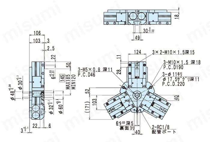 CKJB-40AS-E25LS2 チャック 薄型ロングストロークチャック CKJシリーズ 近藤製作所 MISUMI(ミスミ)