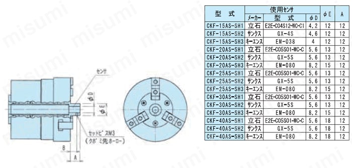 チャック 中空チャック CKFシリーズ 外形図