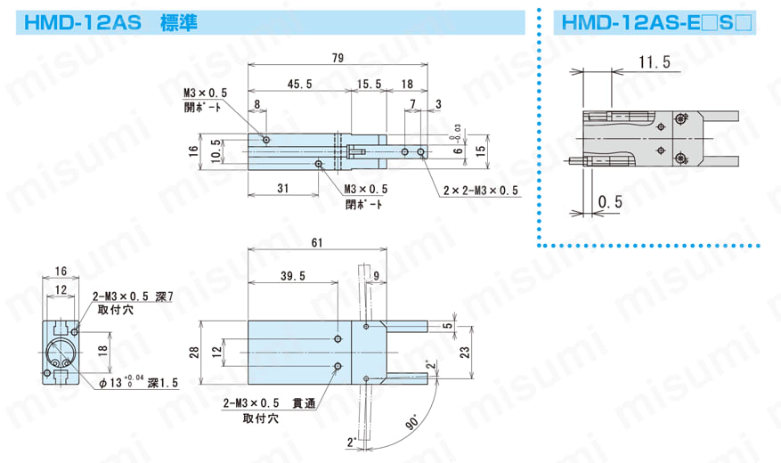 HMD-20AS 薄型広角ハンド HMDシリーズ 近藤製作所 MISUMI(ミスミ)
