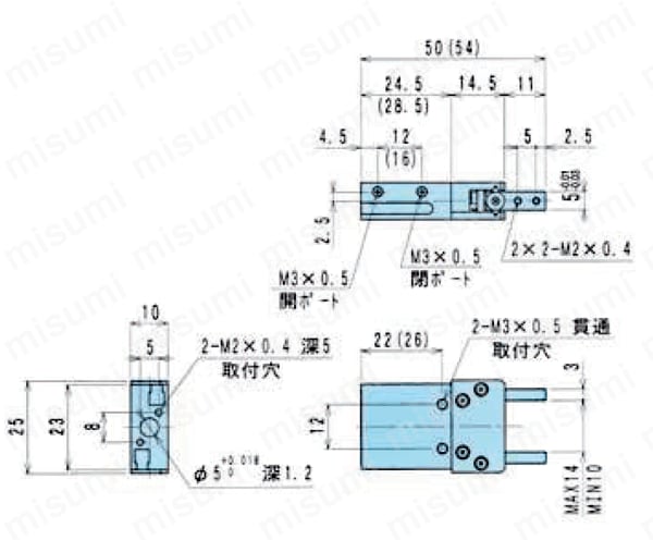 超小型クロスローラ平行ハンド BSAシリーズ 外形図1