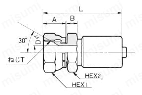 ホース口金具（SS） SR-04 管用平行雌ねじ 外形図