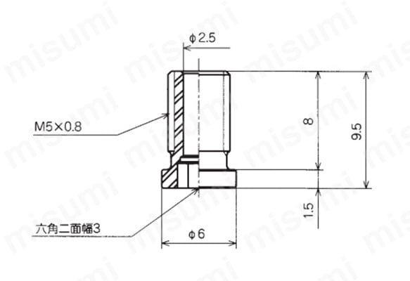 TN - PF - 10 - M5の外形寸法図 適用パッド : PEG - 10、PFG - 10、PEG - 12