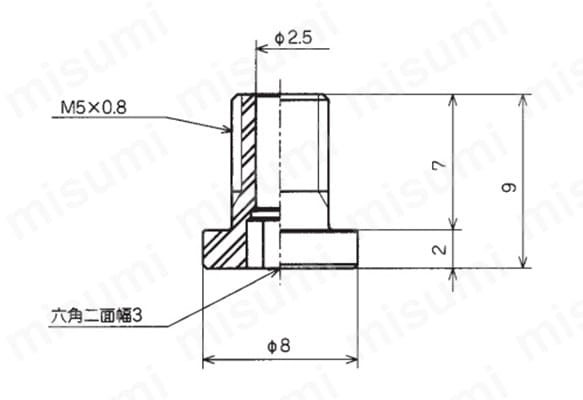 TN - PF - 15 - M5の外形寸法図 適用パッド : PFG - 15、PJG - 10 / 15、PRG - 12.5，PEG - 15×45