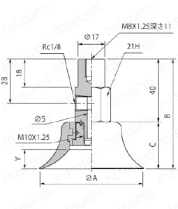継手付固定式金具付パッド/PHTK・YK 外形図2