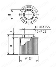 サクションフィルタ ケース無 SFT 一般作動油用 SFT-12,16-□□外形図