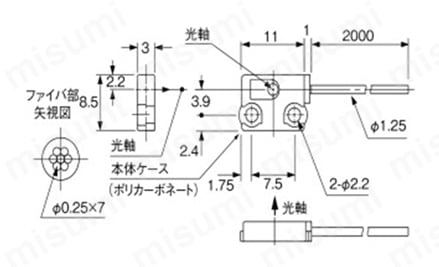 ファイバユニット かんたん取付タイプ NF-TE05外形図