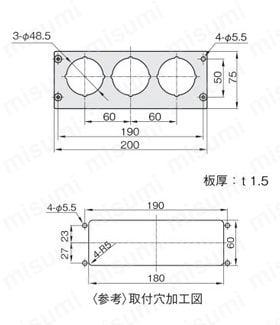 圧力ゲージブラケット アナログ用 外形図3