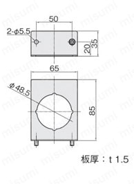 圧力ゲージブラケット アナログ用 外形図4