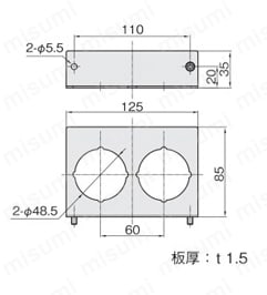 圧力ゲージブラケット アナログ用 外形図5