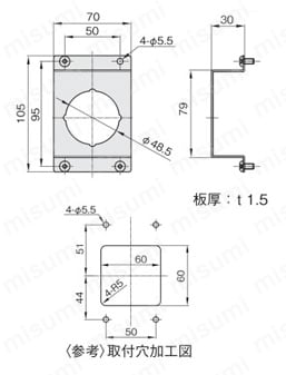 圧力ゲージブラケット アナログ用 外形図7