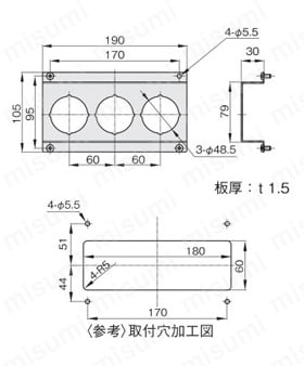圧力ゲージブラケット アナログ用 外形図9