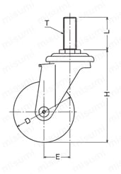 ねじ込みタイプキャスター 921EA・916EA 車輪径75・100mm 921EA外形図