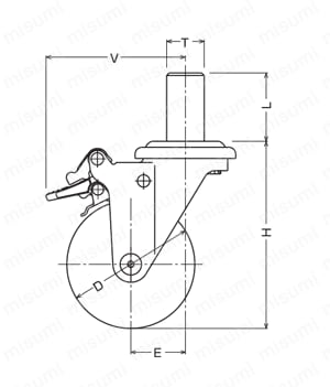 差込みボスタイプキャスター 921EK･916EK 車輪径75･100mm 外形図2