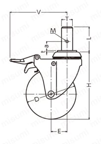 差込みボスタイプキャスター 920MK・915MK 車輪径100-150mm 915MK外形図