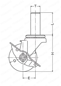 差込みボスタイプキャスター 420SK・413SK・420SKR 車輪径50-75mm 外形図2
