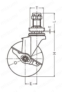 差込みプラグタイプキャスター 420EN・415EN 車輪径85-150mm 415EN外形図