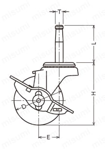 軽荷重用キャスター 420B・415B 車輪径32-50mm 415B外形図