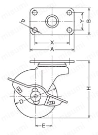 軽荷重用キャスター 450P・450 15P・450A・450 15A 車輪径50mm 450 15P外形図