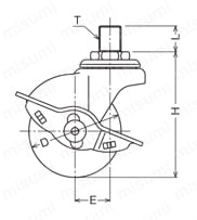 軽荷重用キャスター 450P・450 15P・450A・450 15A 車輪径50mm 450 15A外形図