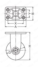 静クッション製キャスター 400POS・400PSR 車輪径100・130mm 400PSR Eタイプ外形図