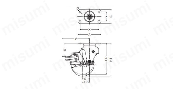 935BBE-FR100-2.9MM | 静クッション製キャスター 940BBE・935BBE 車輪