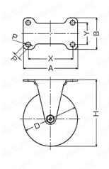 オールステンレスキャスター 320ER・315ER 車輪径85-125mm 320ER外形図